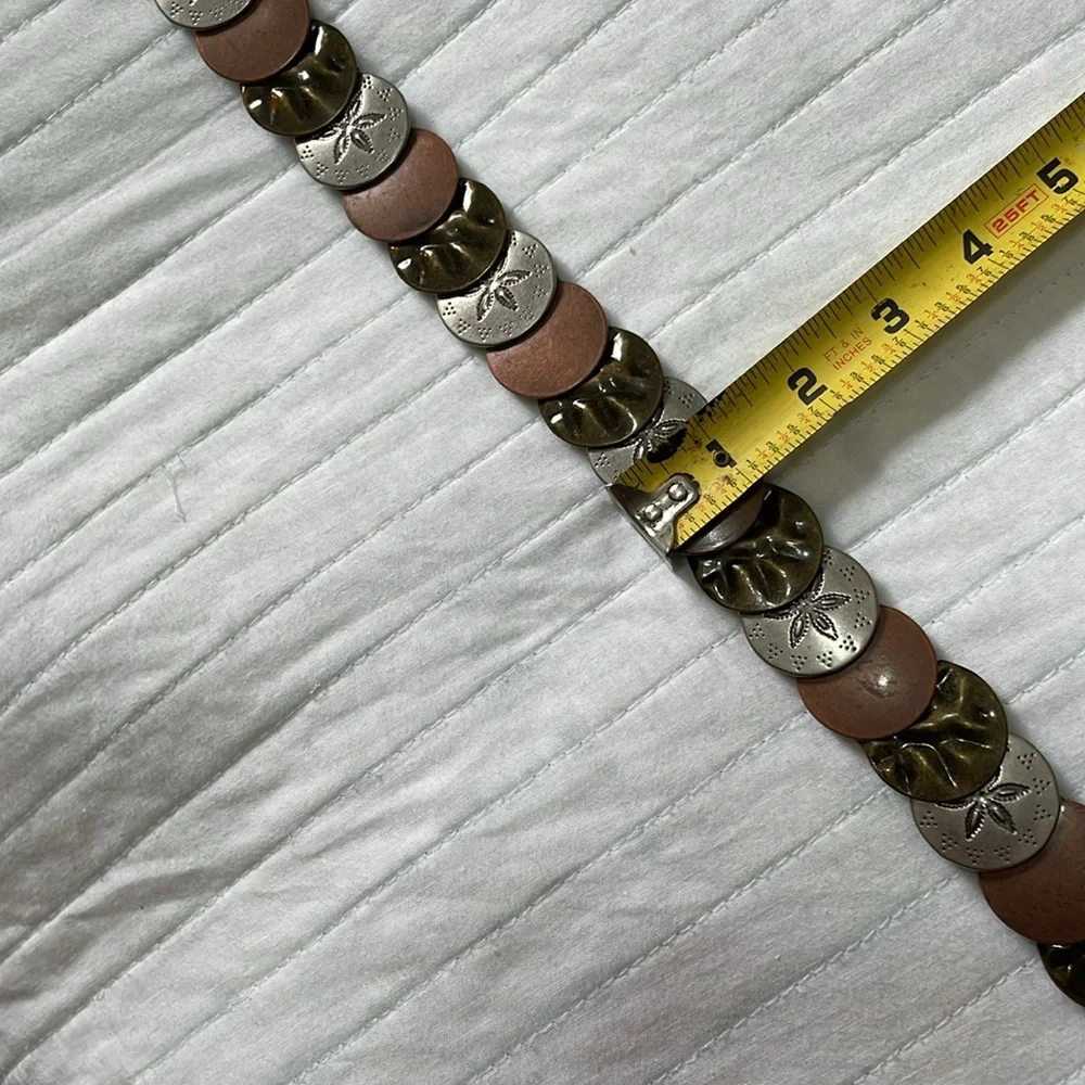 Copper gold and silver coin disc belt